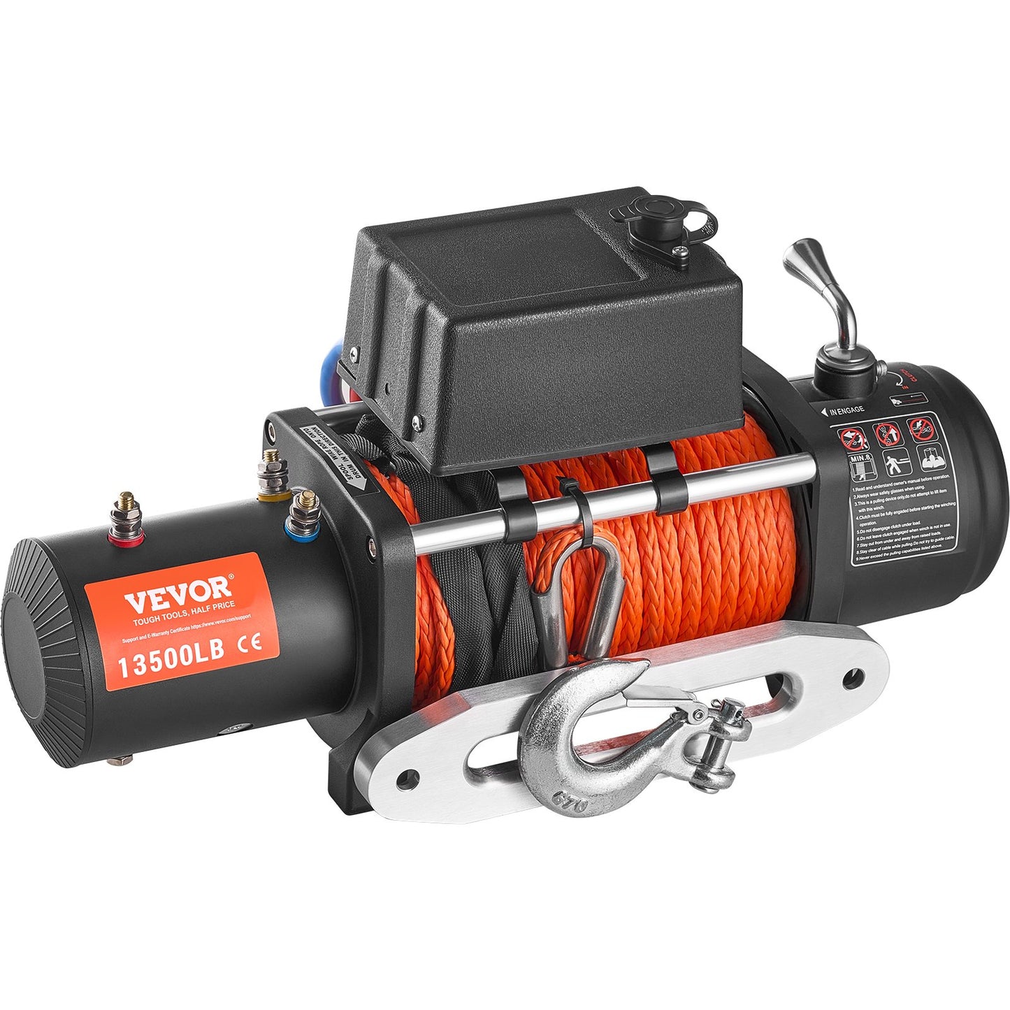 Electric Winch Truck 13,500 lb Synthetic Rope Waterproof Remote Control