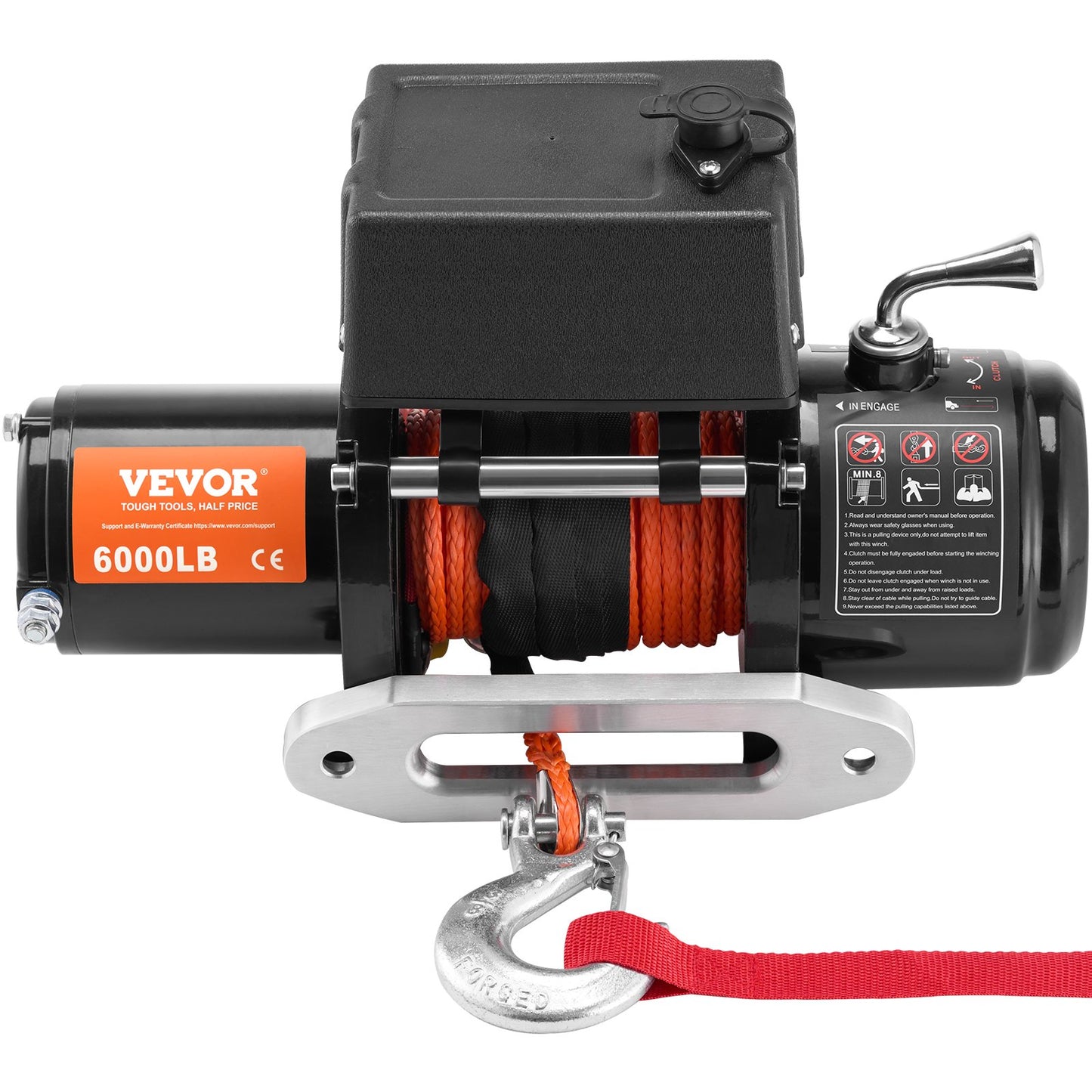 Electric winch for truck 6000 lb synthetic rope Waterproof remote control