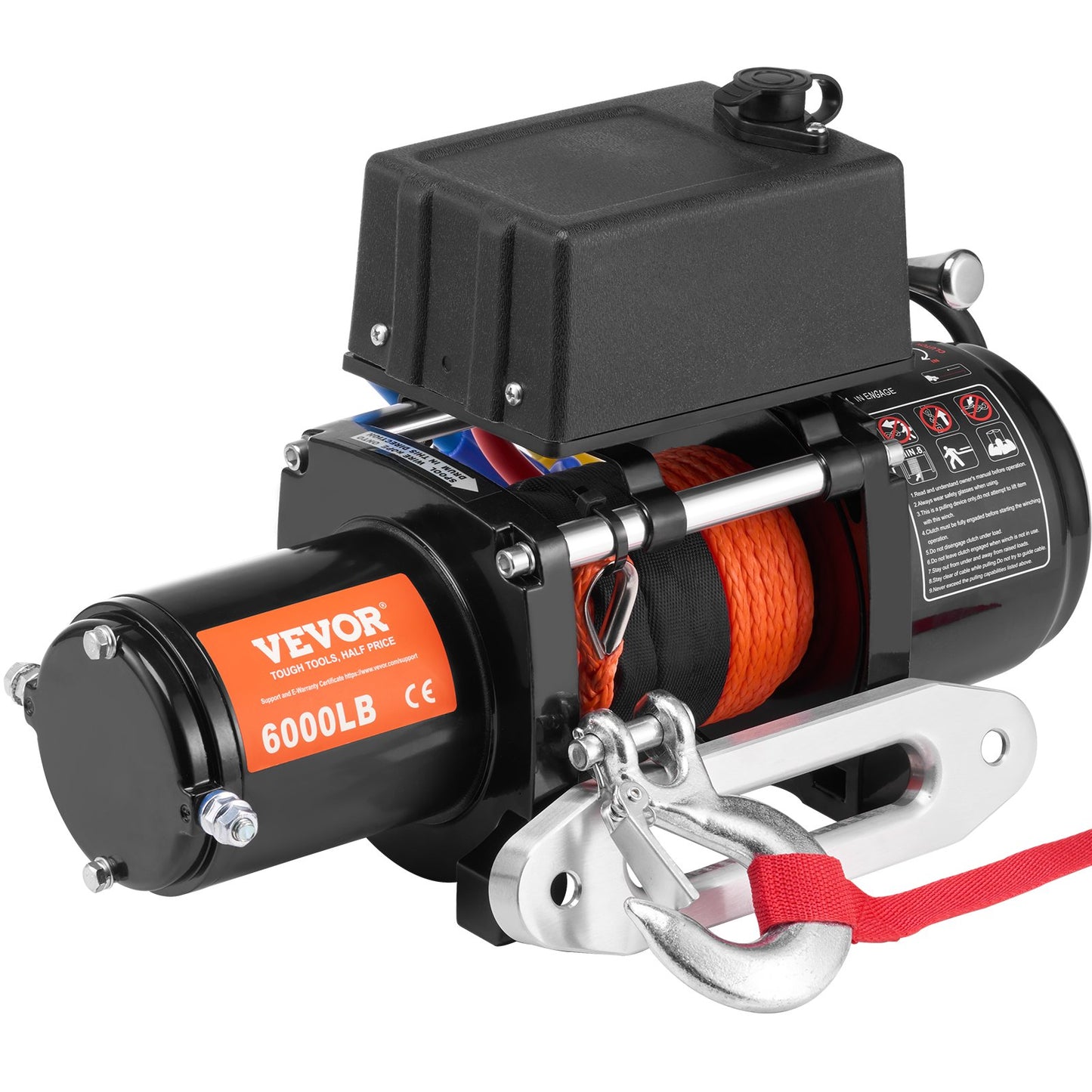 Electric winch for truck 6000 lb synthetic rope Waterproof remote control