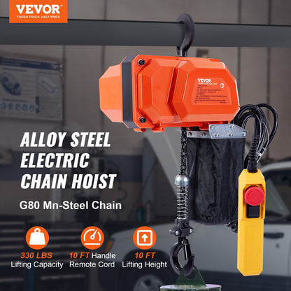 Electric Chain Hoist Single Phase Crane Hoist 330 lbs Load 10 Feet Lift