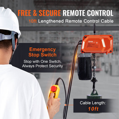 Electric Chain Hoist Single Phase Crane Hoist 330 lbs Load 10 Feet Lift