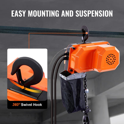 Electric Chain Hoist Single Phase Crane Hoist 330 lbs Load 10 Feet Lift