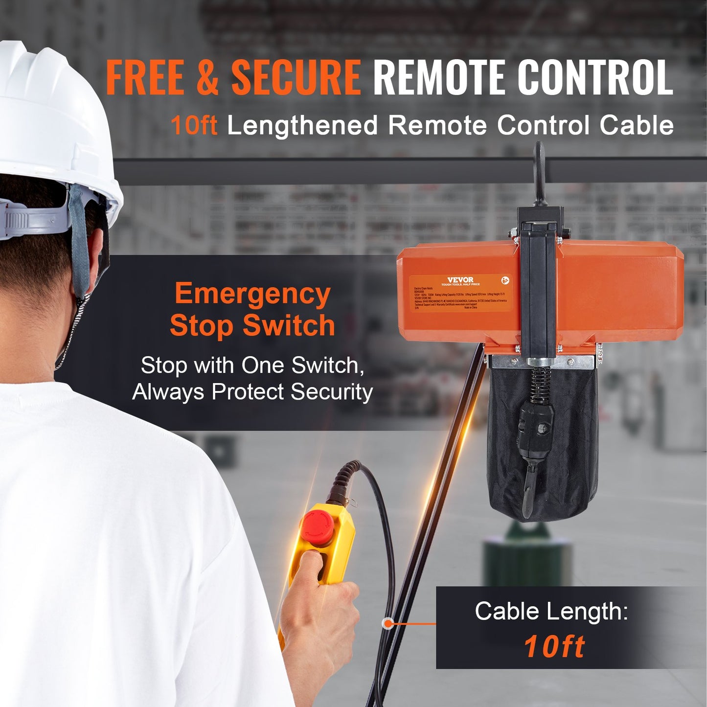 Elektrischer Kettenzug, einphasig, Kranhebezeug, 1100 lbs Tragkraft, 15 Fuß Hub