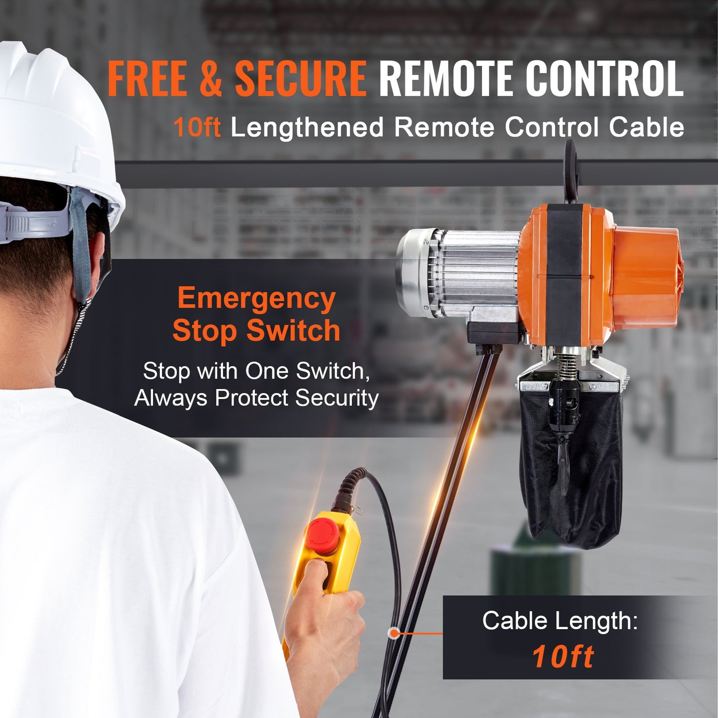 Electric Chain Hoist Single Phase Crane Hoist 2200 lbs Load 10 Feet Lift