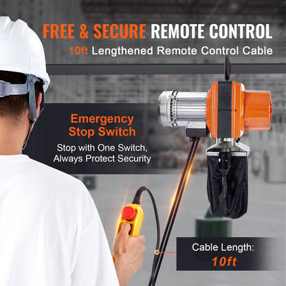 Electric Chain Hoist Single Phase Crane Hoist 2200 lbs Load 10 Feet Lift