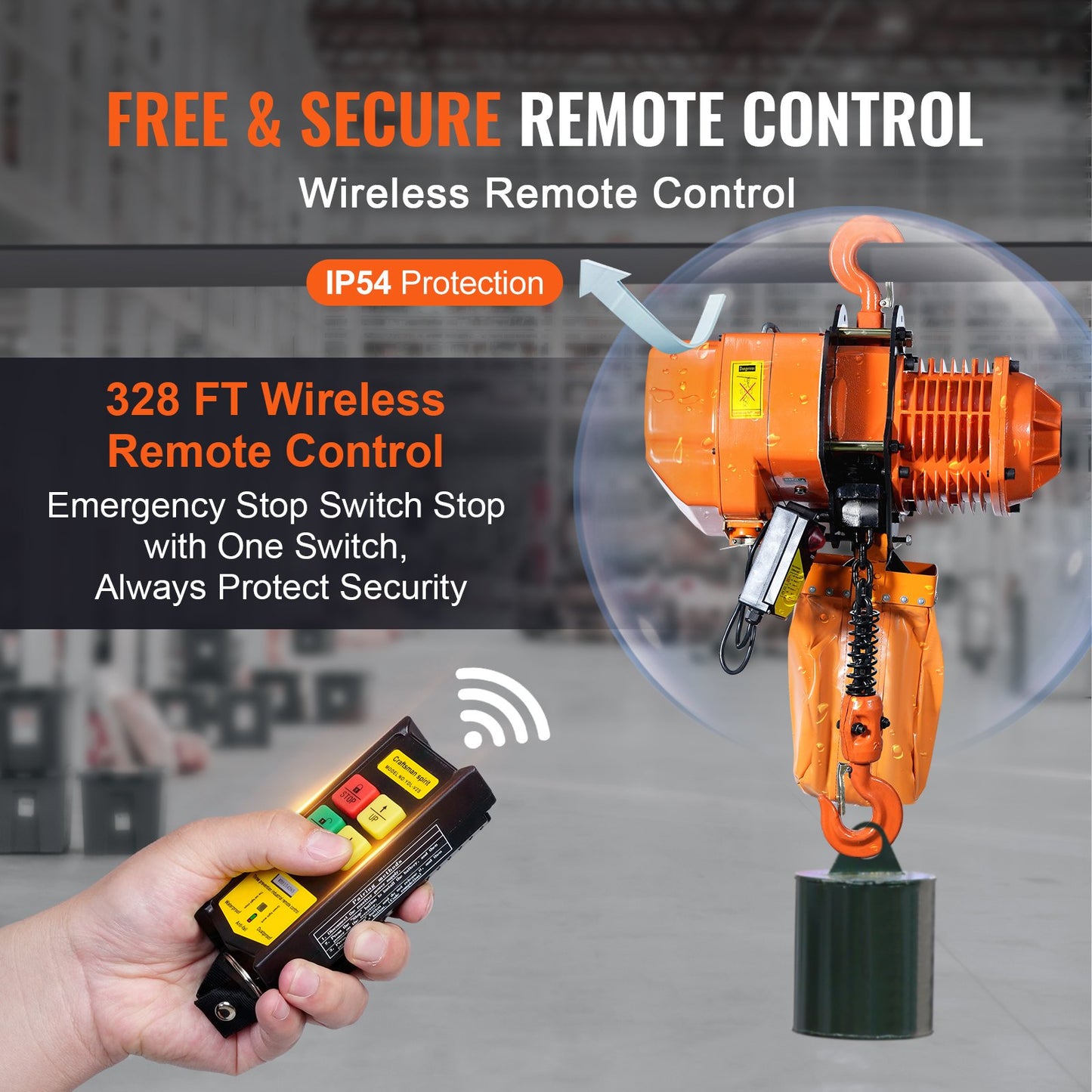 Electric chain hoist Three phase crane hoist 4400 lbs Load 20 feet lift