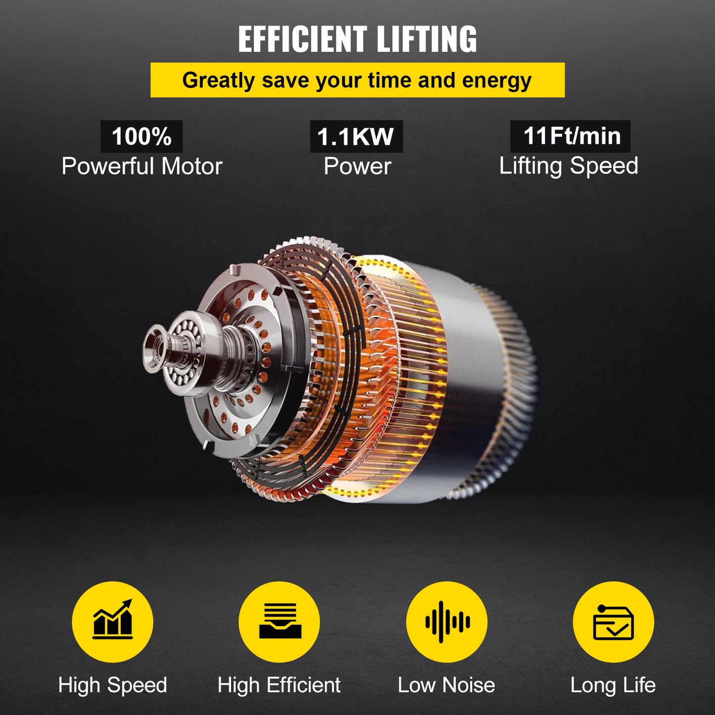 Electric Chain Hoist Single Phase Crane Hoist 2200 lbs Load 13 Feet Lift