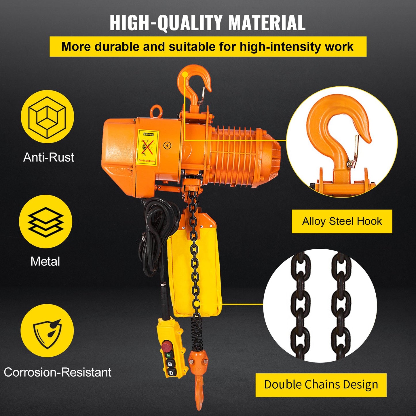 Electric Chain Hoist Single Phase Crane Hoist 2200 lbs Load 13 Feet Lift
