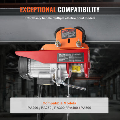 Elektrisk lyftvagn manuell, 1100 lbs/0,5 ton Kapacitet för PA200 PA250 PA300 PA400 PA500, skjutbalkvagn med dubbla hjul, 2,36"-4,72" justerbar flänsbredd för rakböjd I-balk