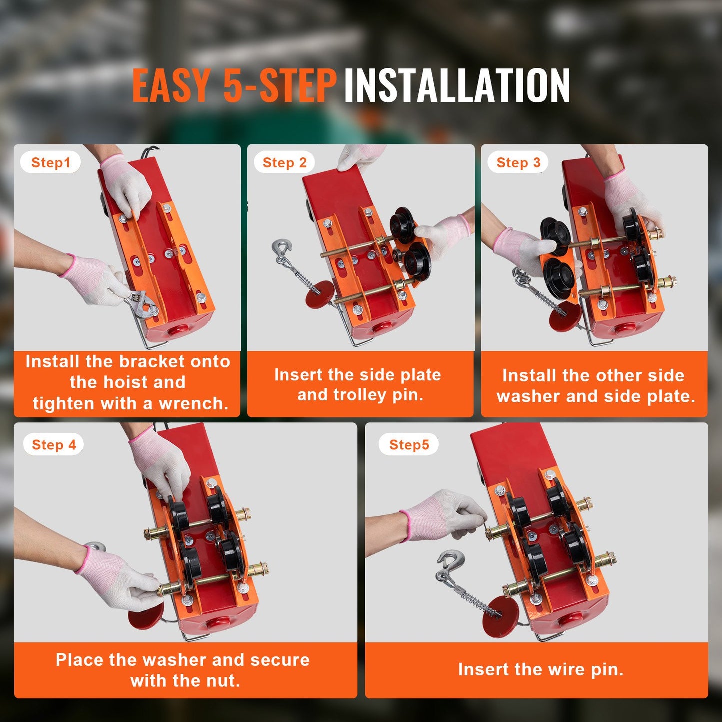 Elektrisk lyftvagn manuell, 1100 lbs/0,5 ton Kapacitet för PA200 PA250 PA300 PA400 PA500, skjutbalkvagn med dubbla hjul, 2,36"-4,72" justerbar flänsbredd för rakböjd I-balk