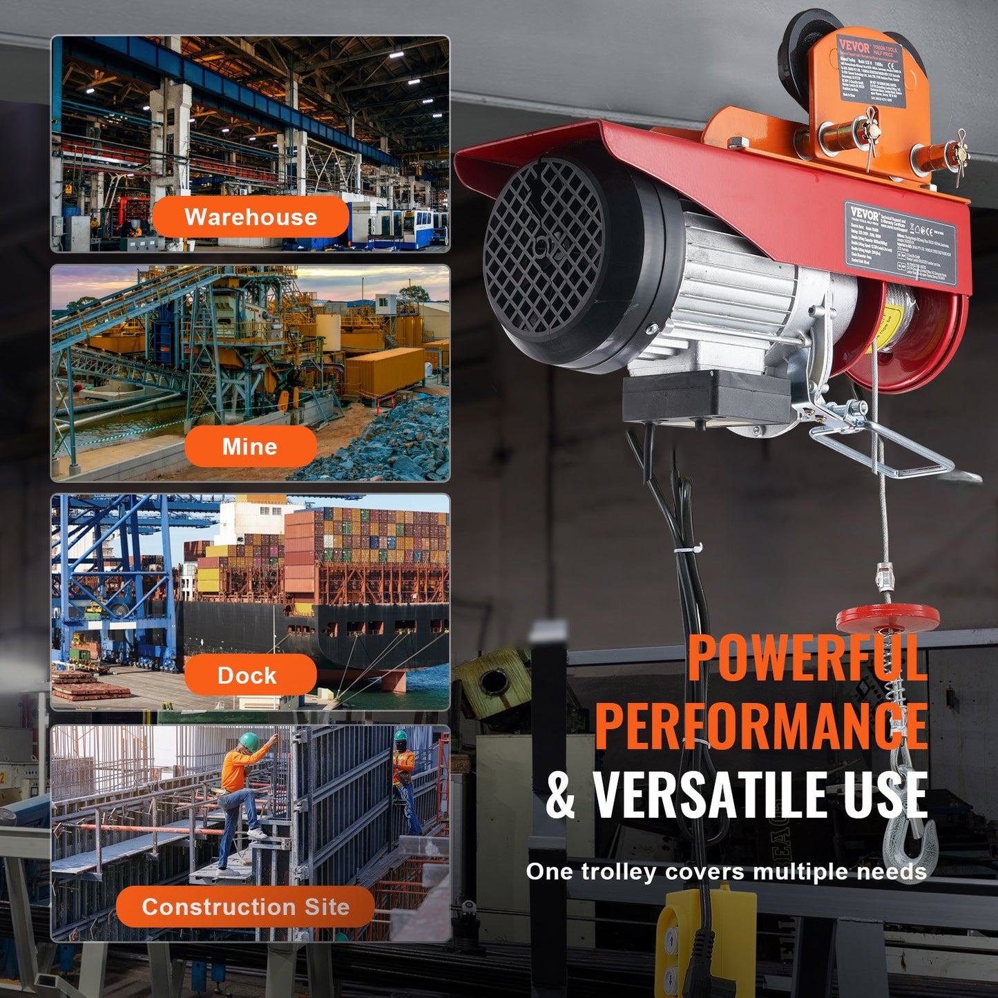 Elektrisk lyftvagn manuell, 1100 lbs/0,5 ton Kapacitet för PA200 PA250 PA300 PA400 PA500, skjutbalkvagn med dubbla hjul, 2,36"-4,72" justerbar flänsbredd för rakböjd I-balk