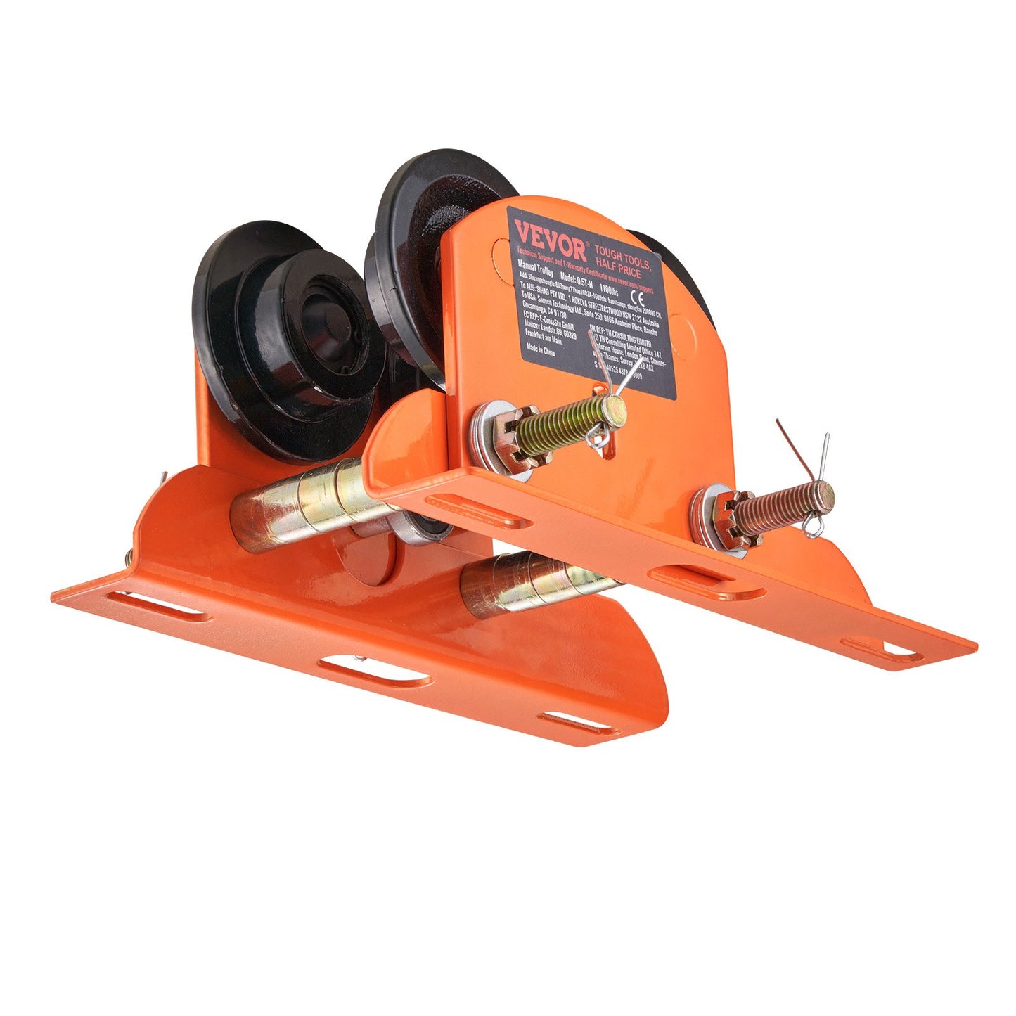 Elektrisk lyftvagn manuell, 1100 lbs/0,5 ton Kapacitet för PA200 PA250 PA300 PA400 PA500, skjutbalkvagn med dubbla hjul, 2,36"-4,72" justerbar flänsbredd för rakböjd I-balk