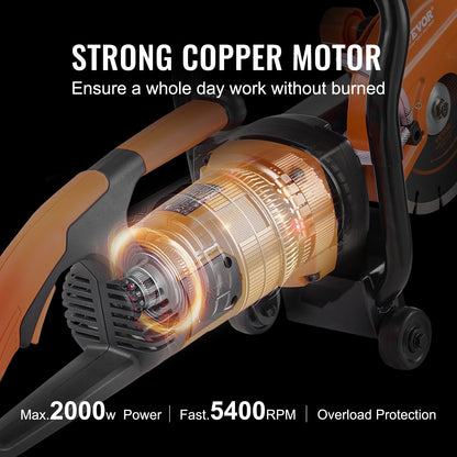 7'' elektrisk betongsåg våt/torrsågskärare med vattenpump och blad