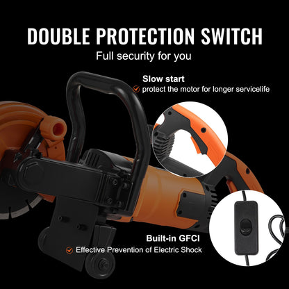 7'' elektrisk betongsåg våt/torrsågskärare med vattenpump och blad