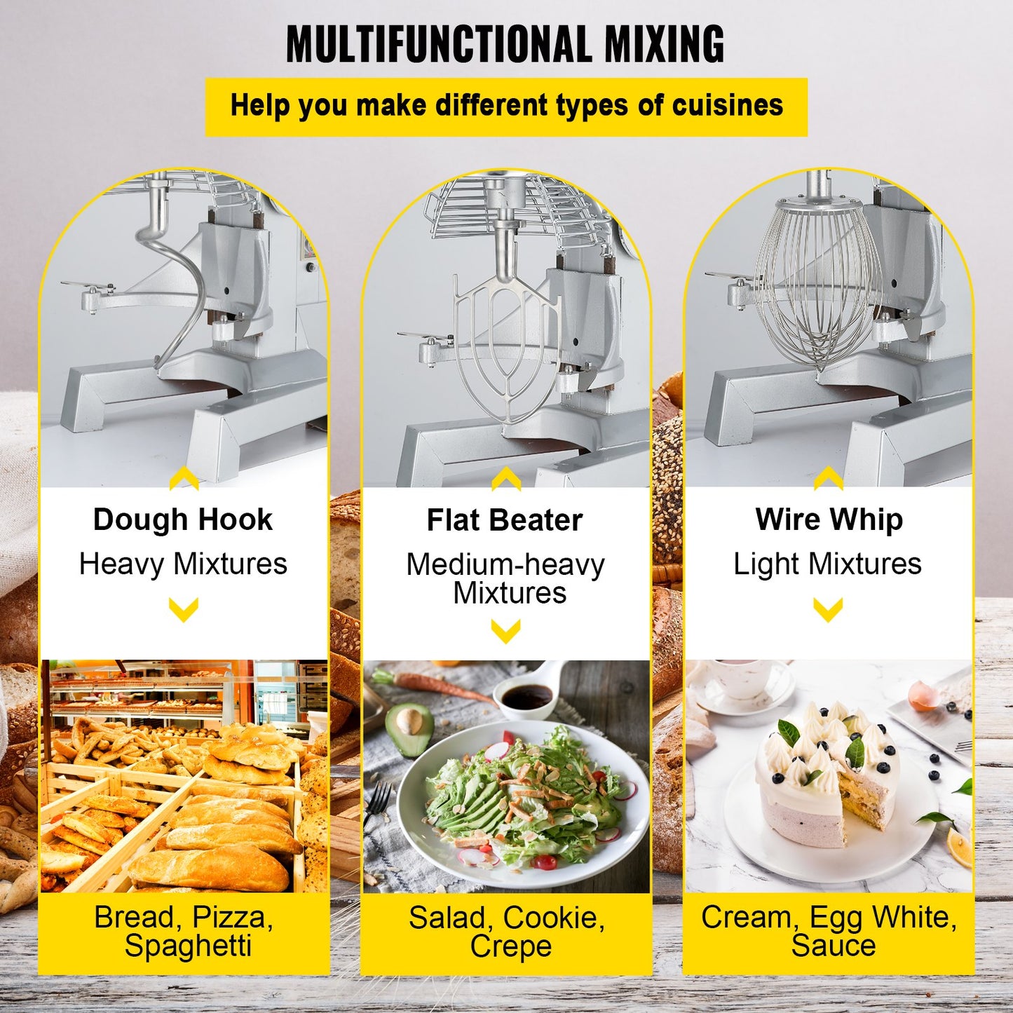 Electric Food Mixer 20L Food Stand Mixer 500W Electric Dough Mixer 220V Adjustable Commercial Mixer Grinder Commercial Stand Mixer for Commercial Kitchen