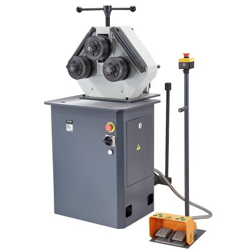 750W Electric Roll Bending Machine, 3-Roller Electric Pipe Bender Machine with 180° Maximum Bending Angle & Reversible Foot Switch, Support Horizontal/Vertical Operation (220V 60Hz 3-Phase)