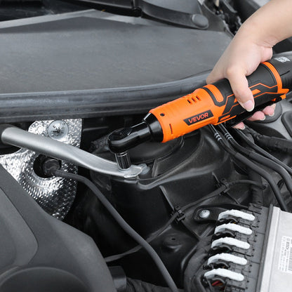 Cordless Ratchet Wrench, 3/8 inch Drive, 240 RPM, up to 33 ft-lbs of Torque, Battery Powered Electric Ratchet Wrench Set with Two 2.0Ah Batteries, Charger, Sockets, Adaptor and Extension Bar