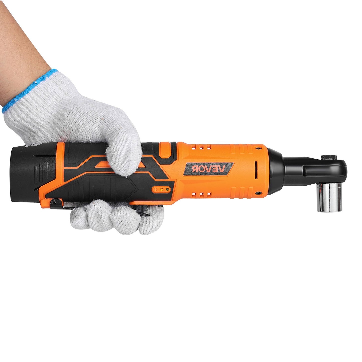 Cordless Ratchet Wrench, 3/8 inch Drive, 240 RPM, up to 33 ft-lbs of Torque, Battery Powered Electric Ratchet Wrench Set with Two 2.0Ah Batteries, Charger, Sockets, Adaptor and Extension Bar