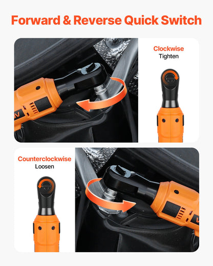 Cordless Ratchet Wrench, 3/8 inch Drive, 230 RPM, up to 88 ft-lbs of Torque, Battery Powered Electric Ratchet Wrench Set with Two 2.0Ah Batteries, Charger, Sockets, Adaptors and Cloth Bag