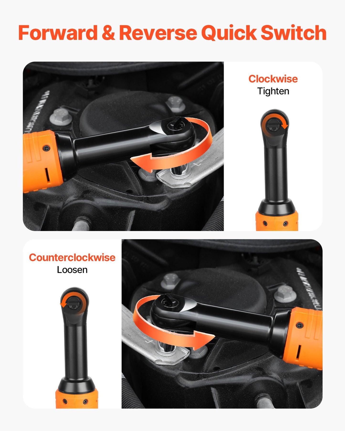 Cordless Ratchet Wrench, 3/8 inch Drive, 240 RPM, up to 33 ft-lbs of Torque, Extended Battery Powered Electric Ratchet Wrench Set with Two Batteries, Charger, Sockets, Adaptor and Extension Bar