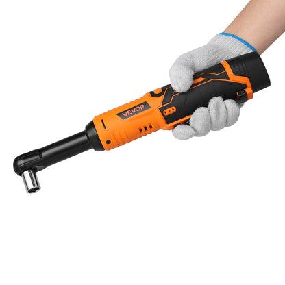 Cordless Ratchet Wrench, 3/8 inch Drive, 240 RPM, up to 33 ft-lbs of Torque, Extended Battery Powered Electric Ratchet Wrench Set with Two Batteries, Charger, Sockets, Adaptor and Extension Bar