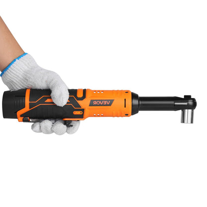 Cordless Ratchet Wrench, 3/8 inch Drive, 240 RPM, up to 33 ft-lbs of Torque, Extended Battery Powered Electric Ratchet Wrench Set with Two Batteries, Charger, Sockets, Adaptor and Extension Bar