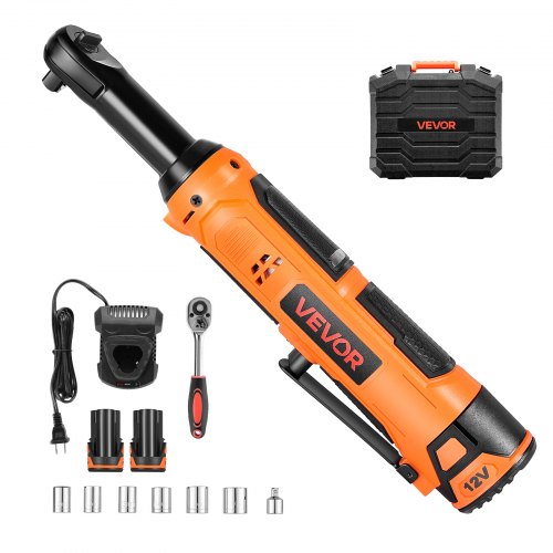 Cordless Ratchet Wrench, 3/8 inch Drive, 230 RPM, up to 33 ft-lbs of Torque, Battery Powered Electric Ratchet Wrench Set with Two 2.0Ah Batteries, Charger, Sockets, Adaptor and Carrying Case