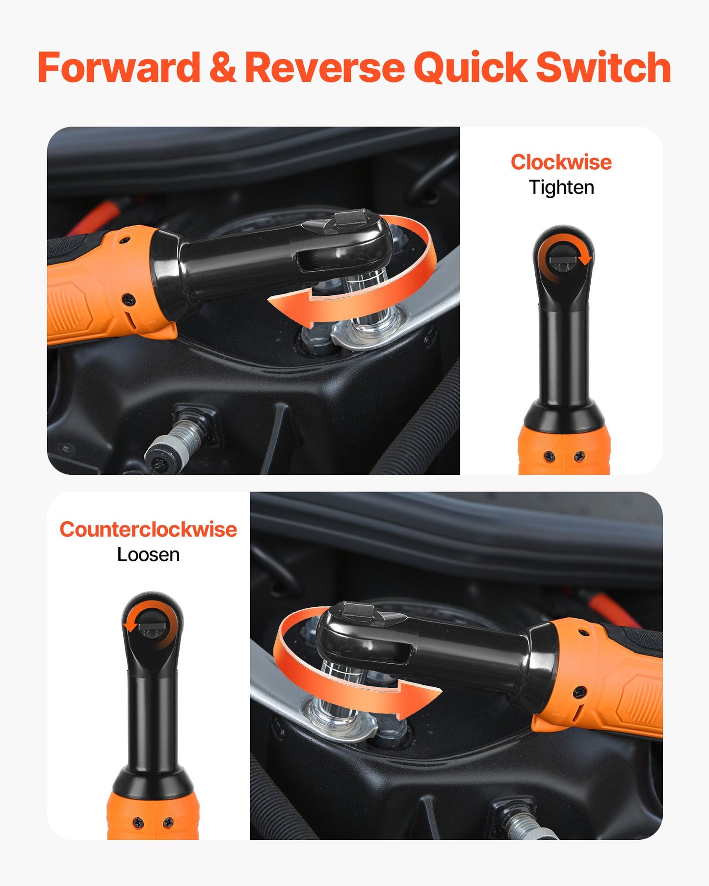 Cordless Ratchet Wrench, 3/8 inch Drive, 230 RPM, up to 33 ft-lbs of Torque, Battery Powered Electric Ratchet Wrench Set with Two 2.0Ah Batteries, Charger, Sockets, Adaptor and Carrying Case