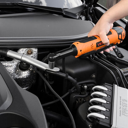 Cordless Ratchet Wrench, 3/8 inch Drive, 230 RPM, up to 33 ft-lbs of Torque, Battery Powered Electric Ratchet Wrench Set with Two 2.0Ah Batteries, Charger, Sockets, Adaptor and Carrying Case