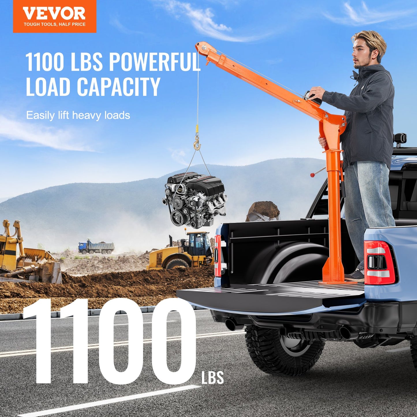 Electric pickup crane lifting crane 1100 lbs 360° swivel lift lift