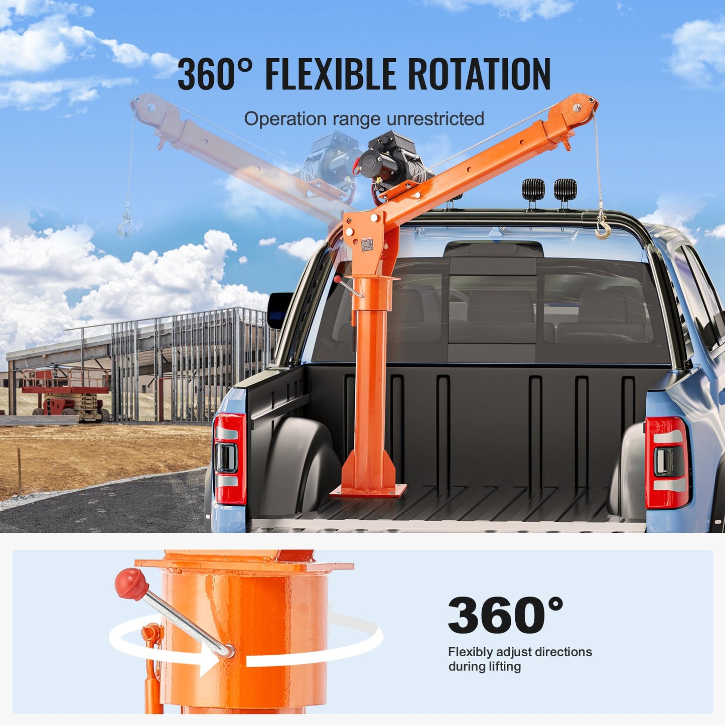 Electric pickup crane lifting crane 2200 lbs 360° swivel lift lift