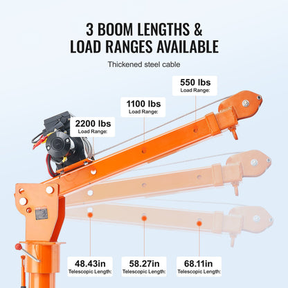 Electric pickup crane lifting crane 2200 lbs 360° swivel lift lift