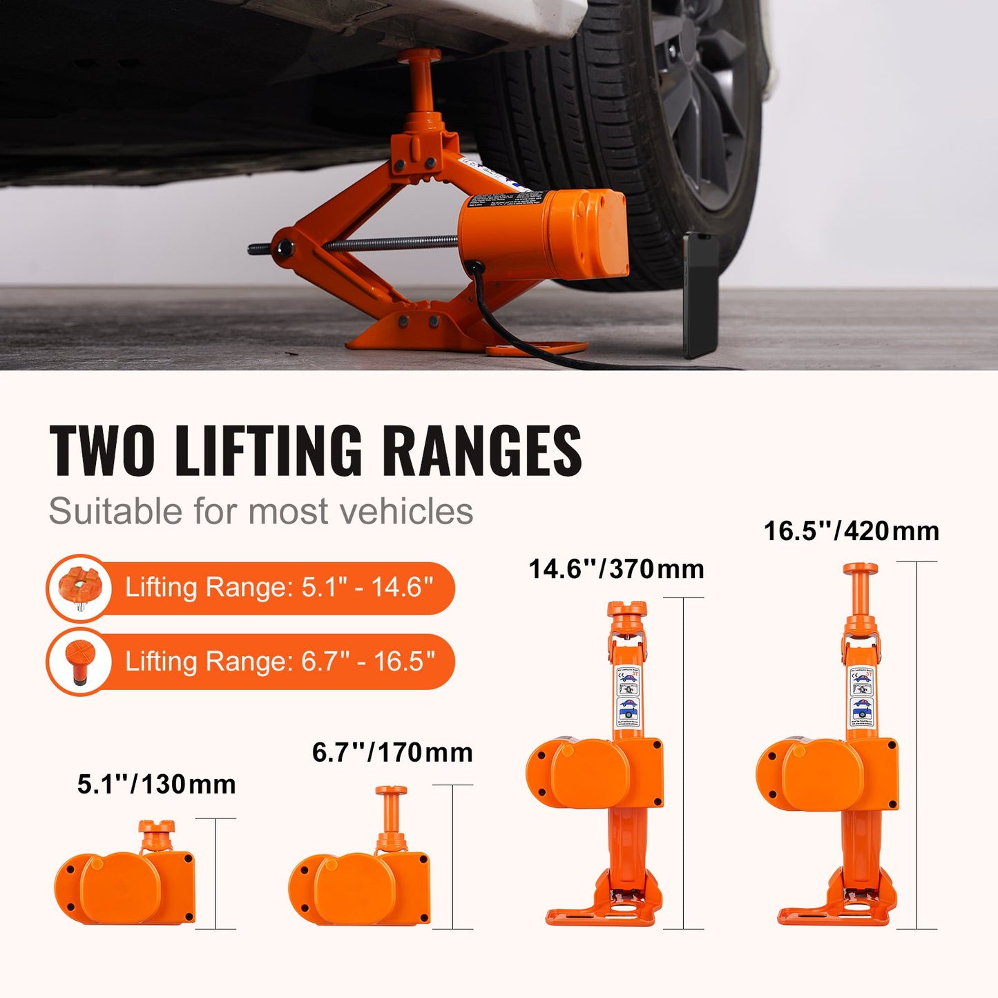 Electric Car Jack, 3 Tons /6600 lbs Scissor Jack with Electric Impact Wrench, 12V Car Jack with Double Saddles with Remote Control, Portable Car Jack Lifting for Sedan, SUV, Truck Tire Change