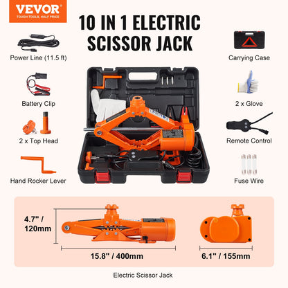 Electric Car Jack, 3 Tons /6600 lbs Scissor Jack, 12V Electric Automatic Jack with Double Saddles and Remote Control, Portable Car Jack for Sedan, SUV, Truck Tire Change