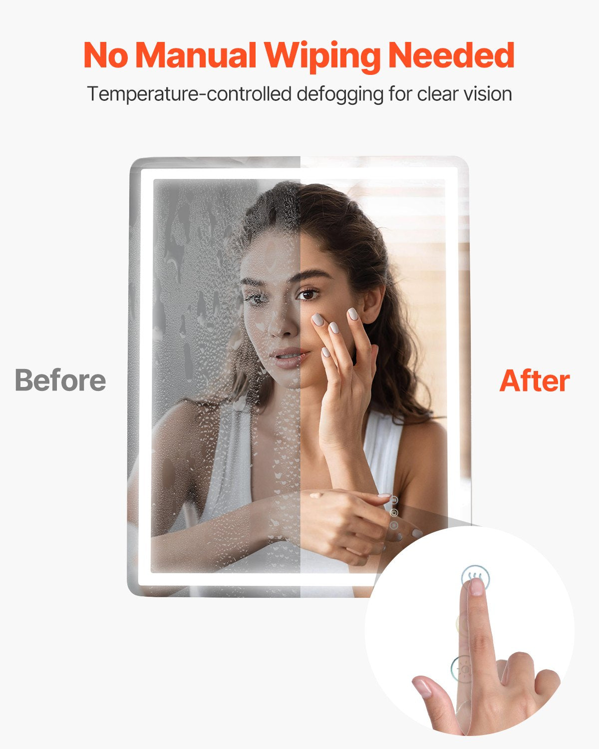LED Bathroom Mirror, 28" x 36" LED Bathroom Vanity Mirror with Frontlit and Backlit, Anti-Fog Memory Mirror with Lights, Stepless 3 Colors Temperature Dimmable Bathroom Mirror, Wall Mounted