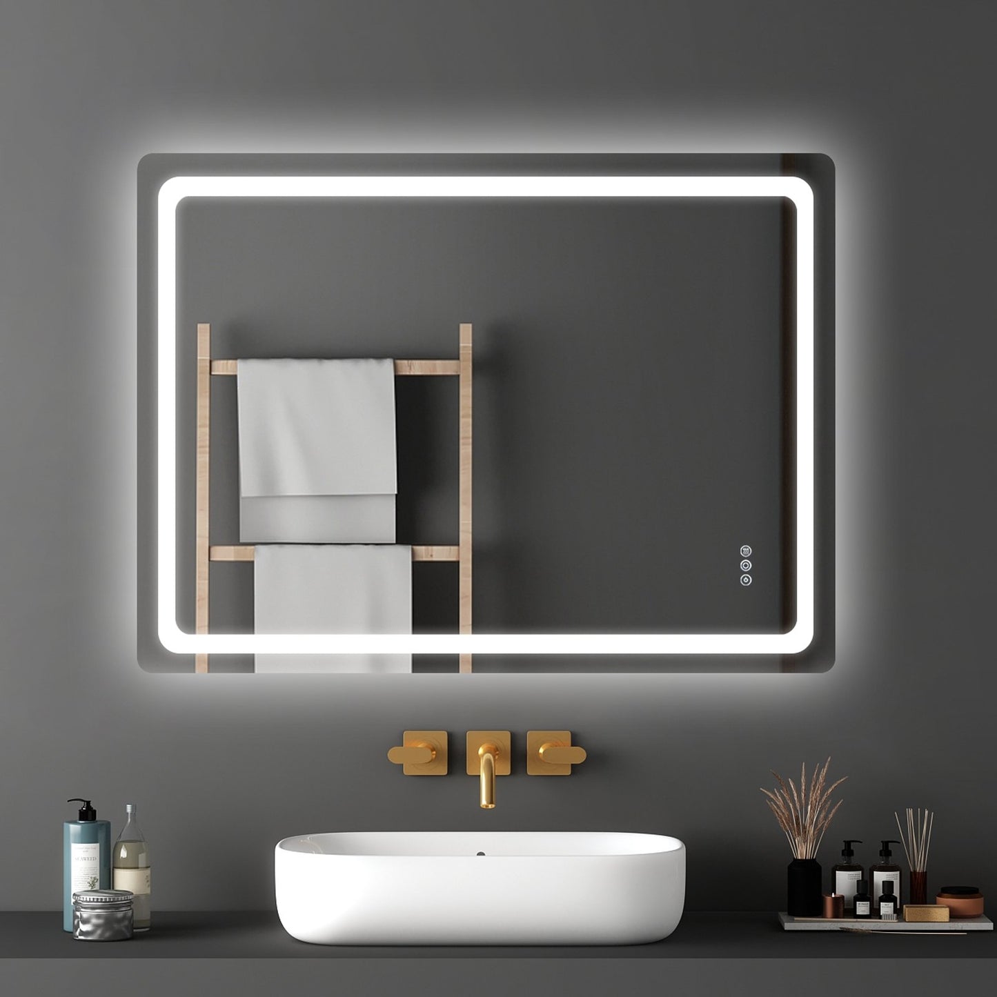 LED Bathroom Mirror, 36" x 48" LED Bathroom Vanity Mirror with Frontlit and Backlit, Anti-Fog Memory Mirror with Lights, Stepless 3 Colors Temperature Dimmable Bathroom Mirror, Wall Mounted