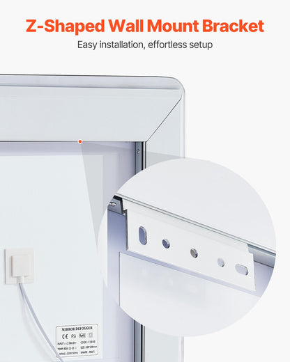 LED-Badezimmerspiegel, 3 Farben, beschlagfrei, Wandmontage, Schminkspiegel, 60 x 80 cm