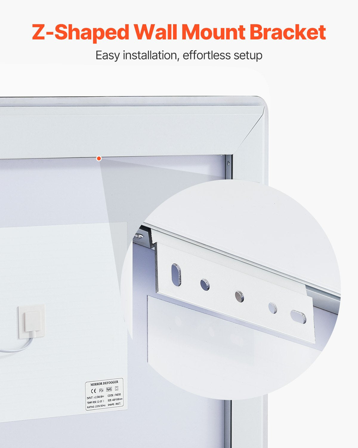 LED-Badezimmerspiegel, 3 Farben, beschlagfrei, Wandmontage, Schminkspiegel, 70 x 100 cm