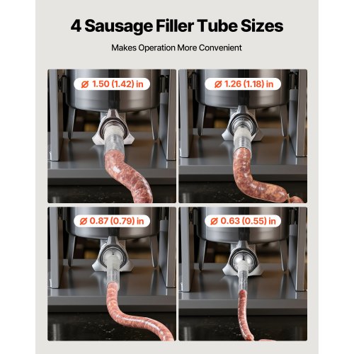 Elektrisk Korvfyllare, 10 L Vertikal Köttfyllare, Steglös Hastighetskontroll och Fotpedal, Robust Korvfyllare i Rostfritt Stål med 4 Fyllningsrör, För Kommersiellt & Hembruk |  EU