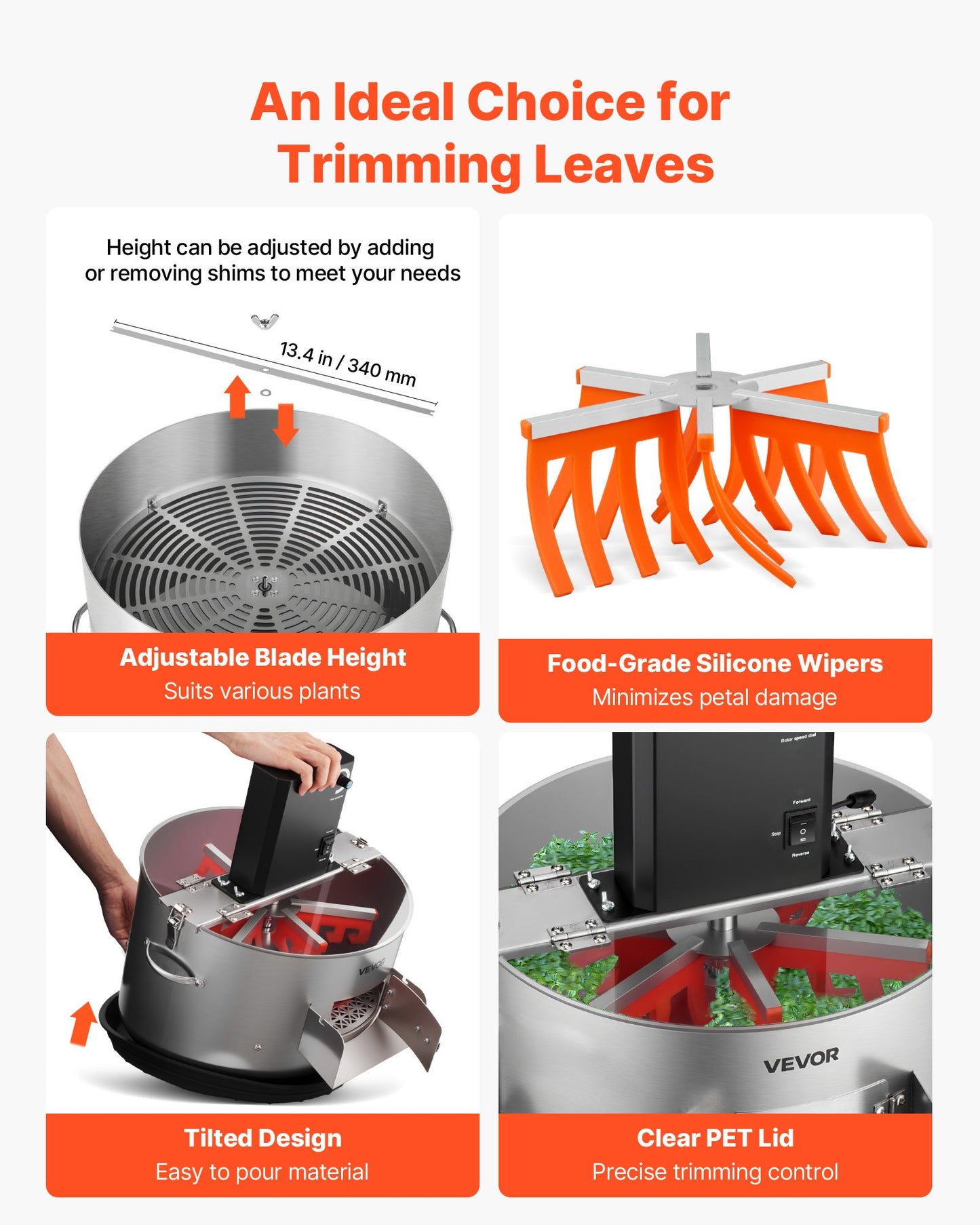 Electric Bud Leaf Trimmer, 2-in-1 Manual & Electric, 16 in Bud Trimmer with Stainless Steel Blades, Visual Cutting, Wet & Dry Hydroponic Cutting Machine with Tray, for Plant Buds Flowers