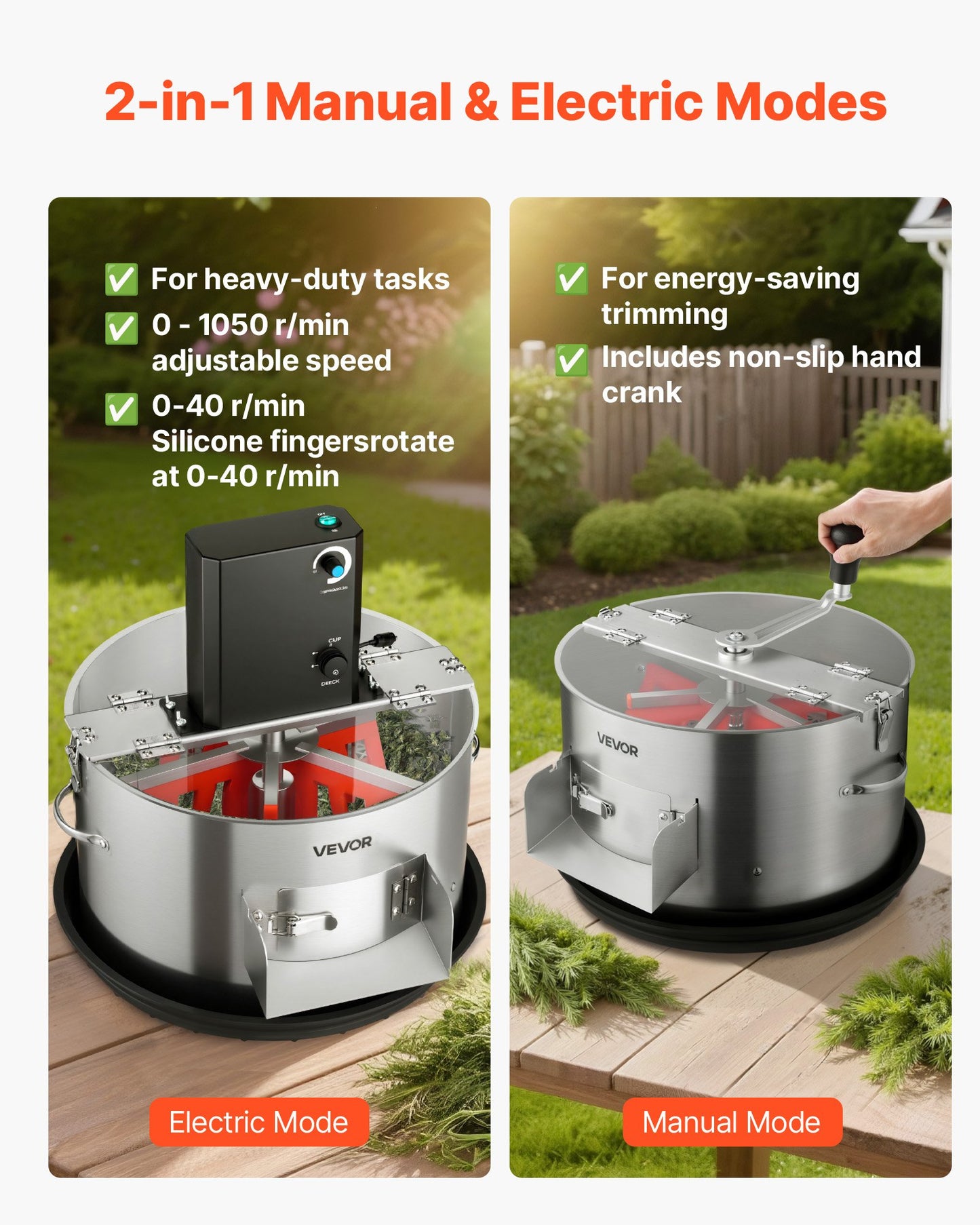 Electric Bud Leaf Trimmer, 2-in-1 Manual & Electric, 16 in Bud Trimmer with Stainless Steel Blades, Visual Cutting, Wet & Dry Hydroponic Cutting Machine with Tray, for Plant Buds Flowers