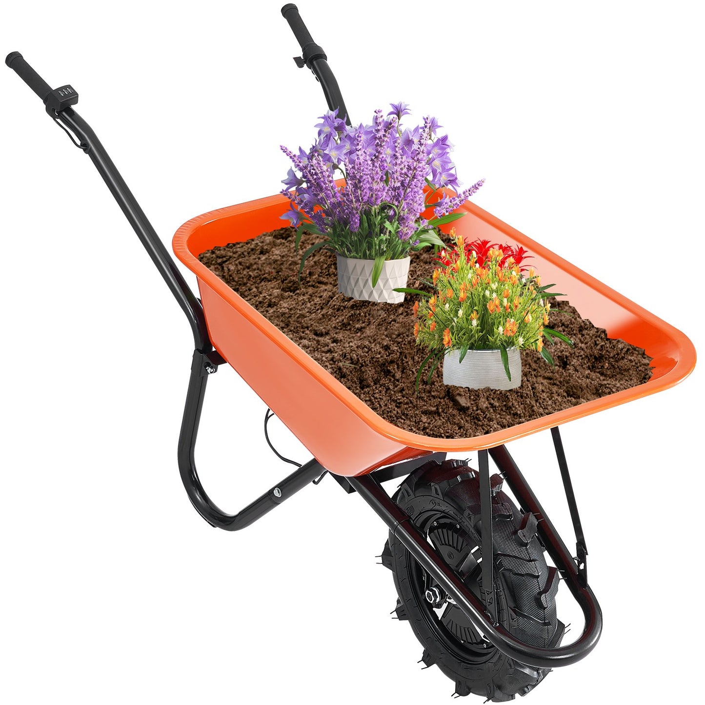 Electric Wheelbarrow Cart One Wheel 5 Cu Ft Powered Dump Cart 330 lbs