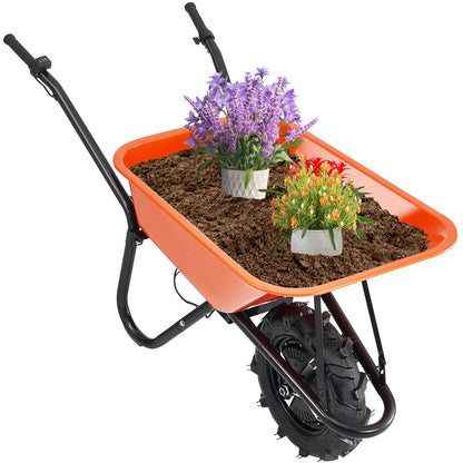 Electric Wheelbarrow Cart One Wheel 5 Cu Ft Powered Dump Cart 330 lbs