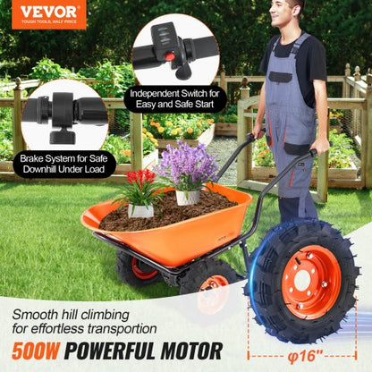 electric wheelbarrow cart One Wheel 7 Cu Ft Powered Dump Cart 573 lbs | EU