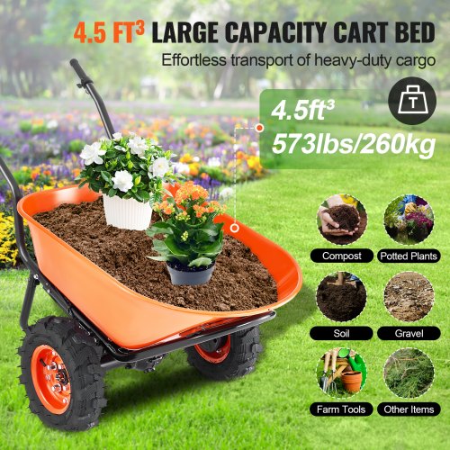 electric wheelbarrow cart One Wheel 7 Cu Ft Powered Dump Cart 573 lbs | EU