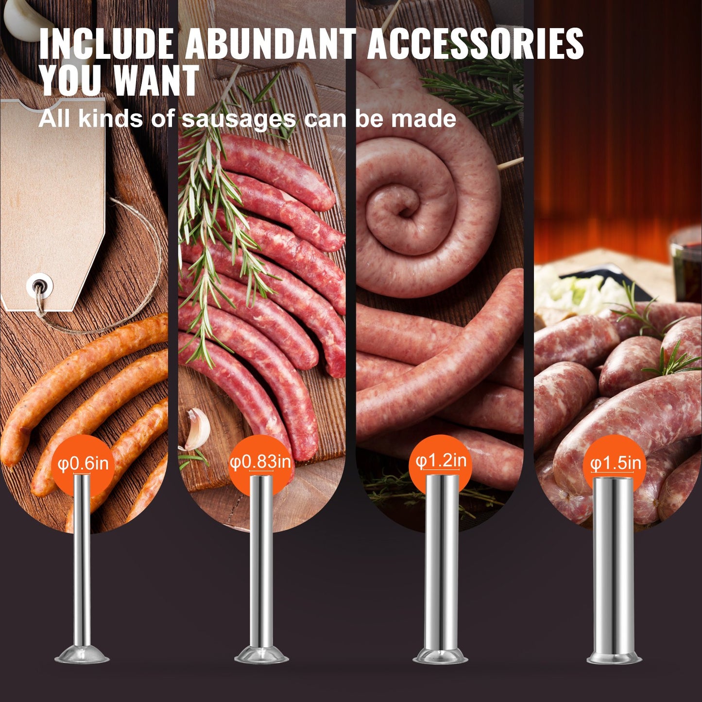 Electric Stuffer, 10L Large Capacity, 200W Vertical Sausage Stuffer with Speed Stepless, 304 Stainless Steel Sausage Machine with 4 Stuffing Tubes, Foot Pedal for Household or Commercial Use