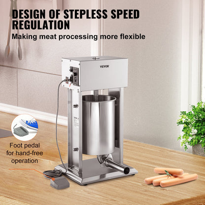 Electric Sausage Stuffer 15L Variable Speed Sausage Maker Stainless Steel