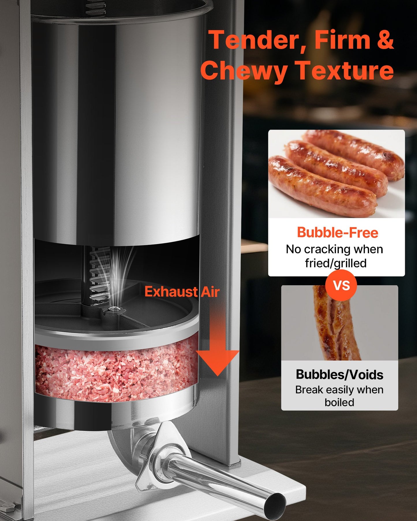 Electric Sausage Stuffer, 55 LBS / 25 L Vertical Meat Stuffer, Stepless Speed Control and Foot Pedal, Stainless Steel Heavy Duty Sausage Filler with 5 Stuffing Tubes, for Commercial & Home Use