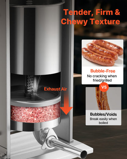 Electric Sausage Stuffer, 55 LBS / 25 L Vertical Meat Stuffer, Stepless Speed Control and Foot Pedal, Stainless Steel Heavy Duty Sausage Filler with 5 Stuffing Tubes, for Commercial & Home Use