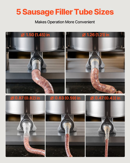 Electric Sausage Stuffer, 55 LBS / 25 L Vertical Meat Stuffer, Stepless Speed Control and Foot Pedal, Stainless Steel Heavy Duty Sausage Filler with 5 Stuffing Tubes, for Commercial & Home Use